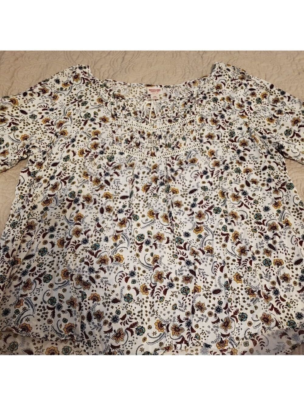 MOSSIMO Floral Print Peasant Top